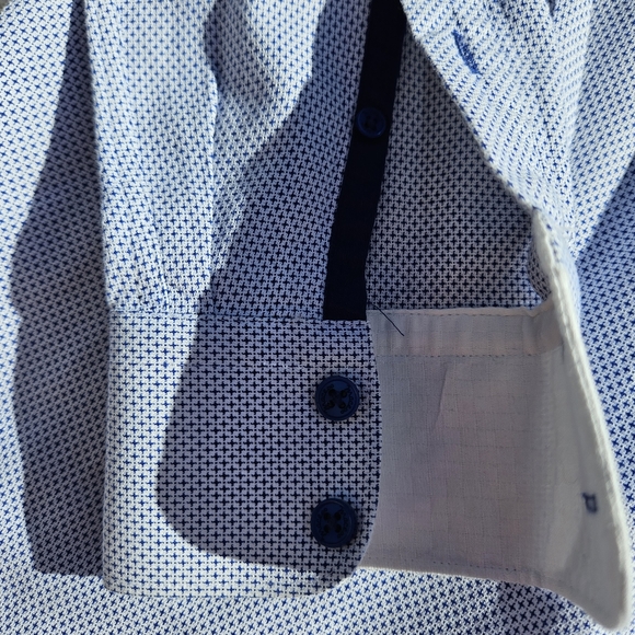 Maceoo XL Long Sleeve Dress Shirt Italian Button-Down Blue White Top 100% Cotton - Picture 5 of 16